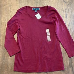 NWT Karen Scott 3/4 Sleeve PP Merlot